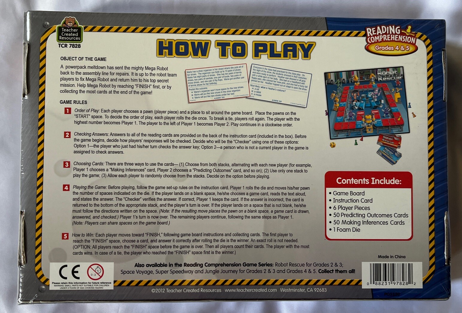 Robot Rescue Grades 4 & 5 Reading Comprehension Game Series Learning Board Game~