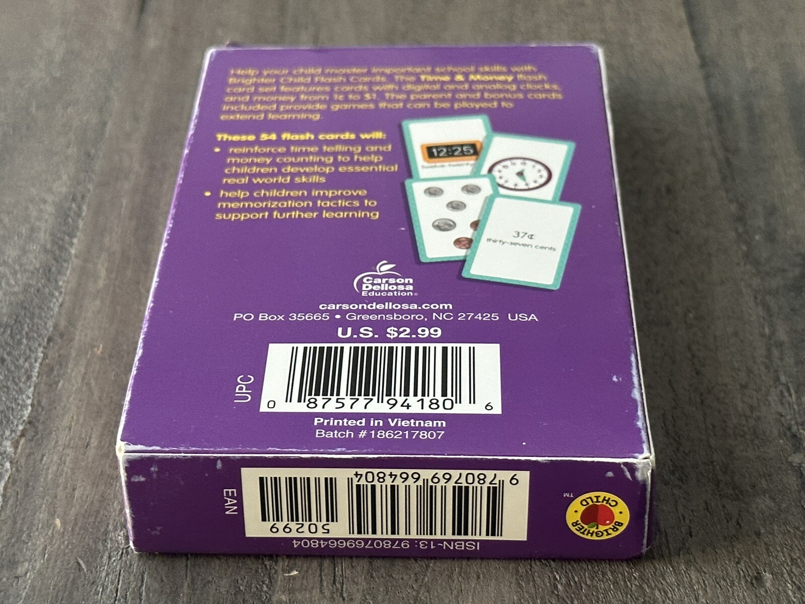 Brighter Child Time & Money 54 Flash Cards – Time Telling & Money Counting Skill