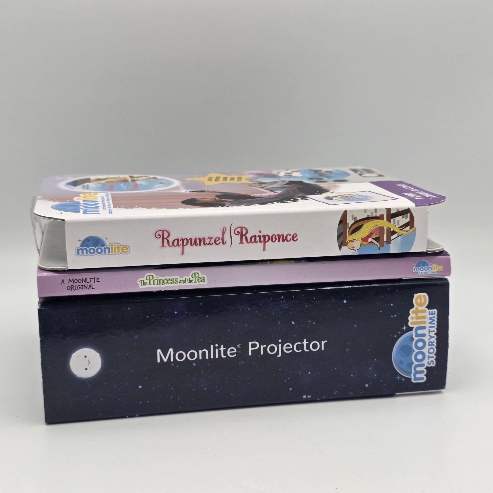 Moonlite Story Projector + 3 Discs Rapunzel The Princess And The Pea