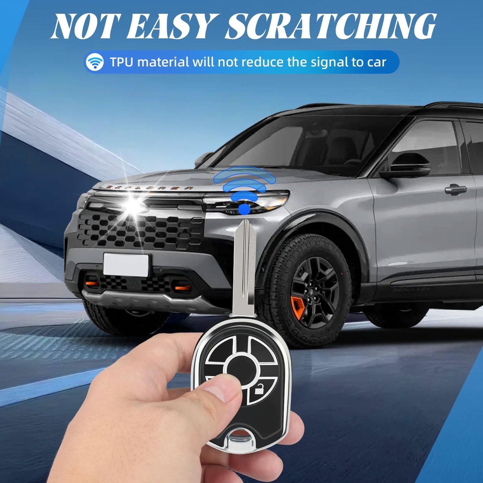 MILD EAST for Ford Key Fob Cover with Key Chain, Soft TPU Car Key Protector C…