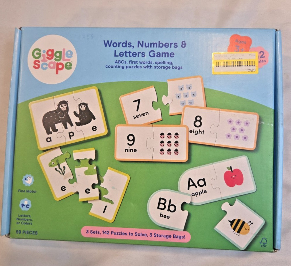 Gigglescape Words, Numbers, & Letters Game – Educational Toddler Set New In Box