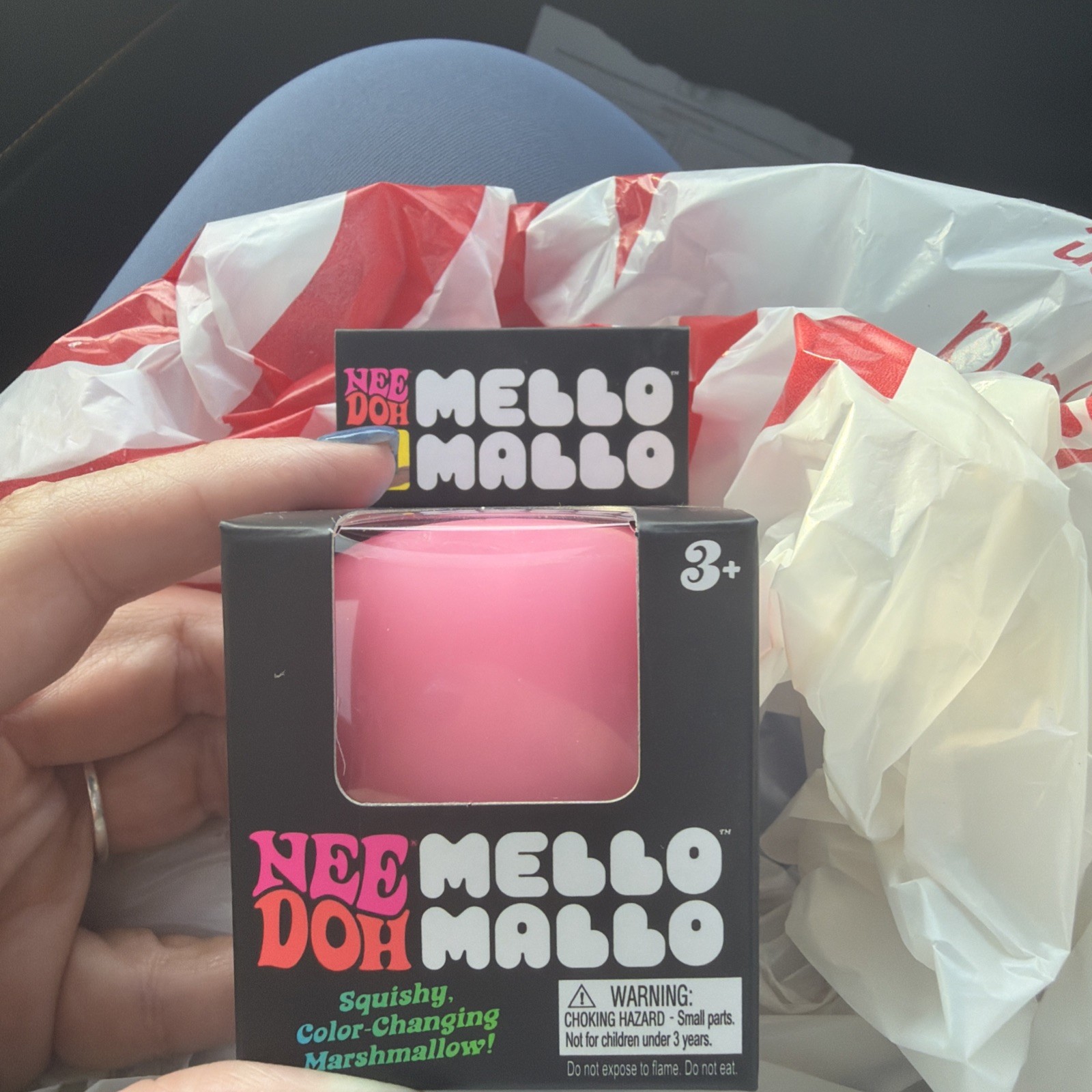 NEW Nee Doh Mello Mallo Color-Changing Marshmallow Squishy Squeeze Ball Pink