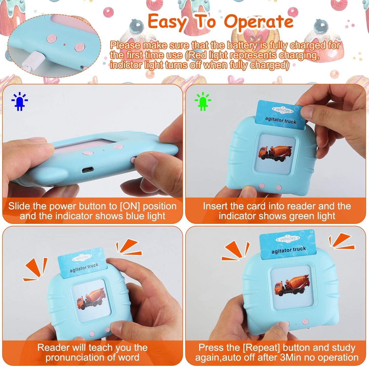 Talking Flash Cards 224 Words Learning Cards for Toddlers Preschool Toy 112 PCS