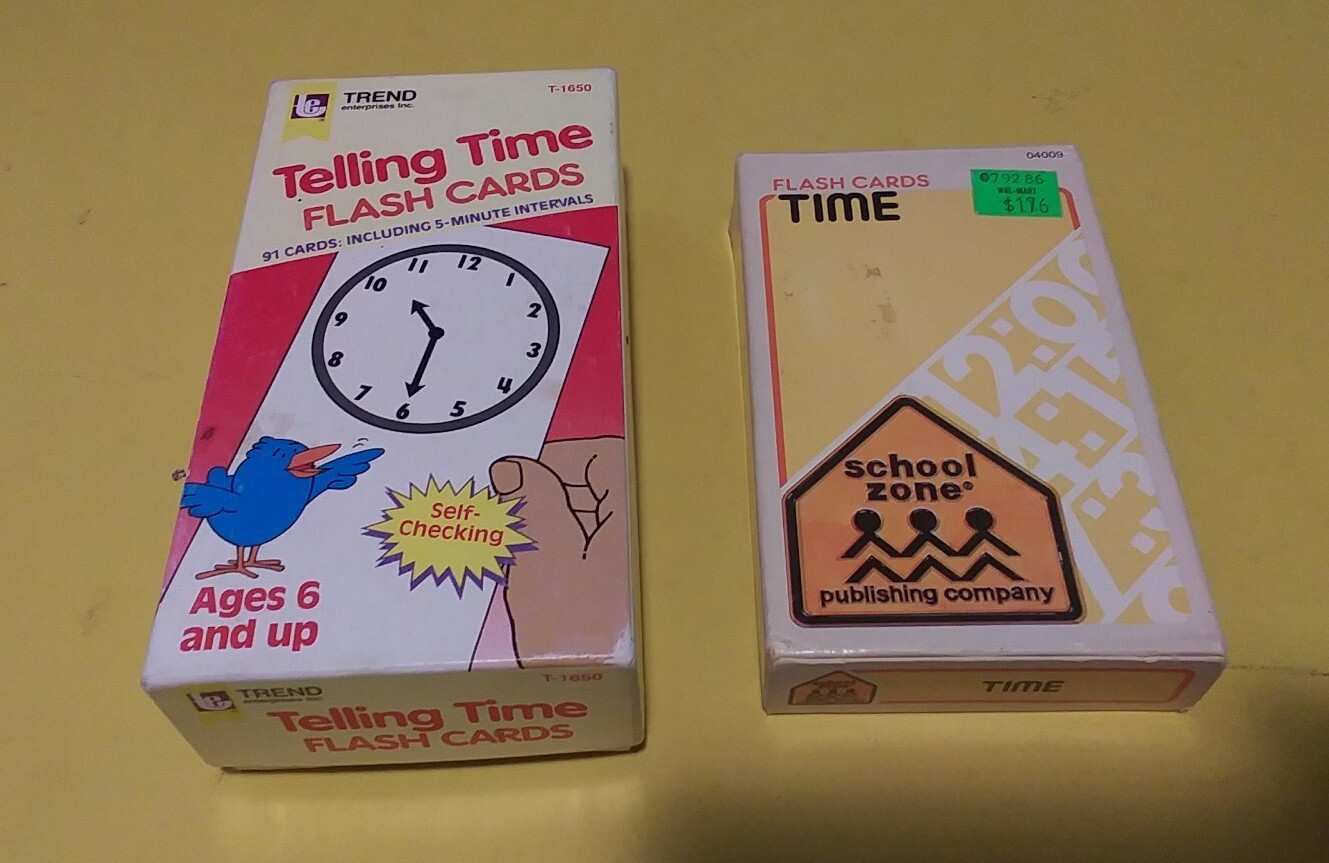 1984 School Zone Flash Cards TIME & 1985 Trend TELLING TIME