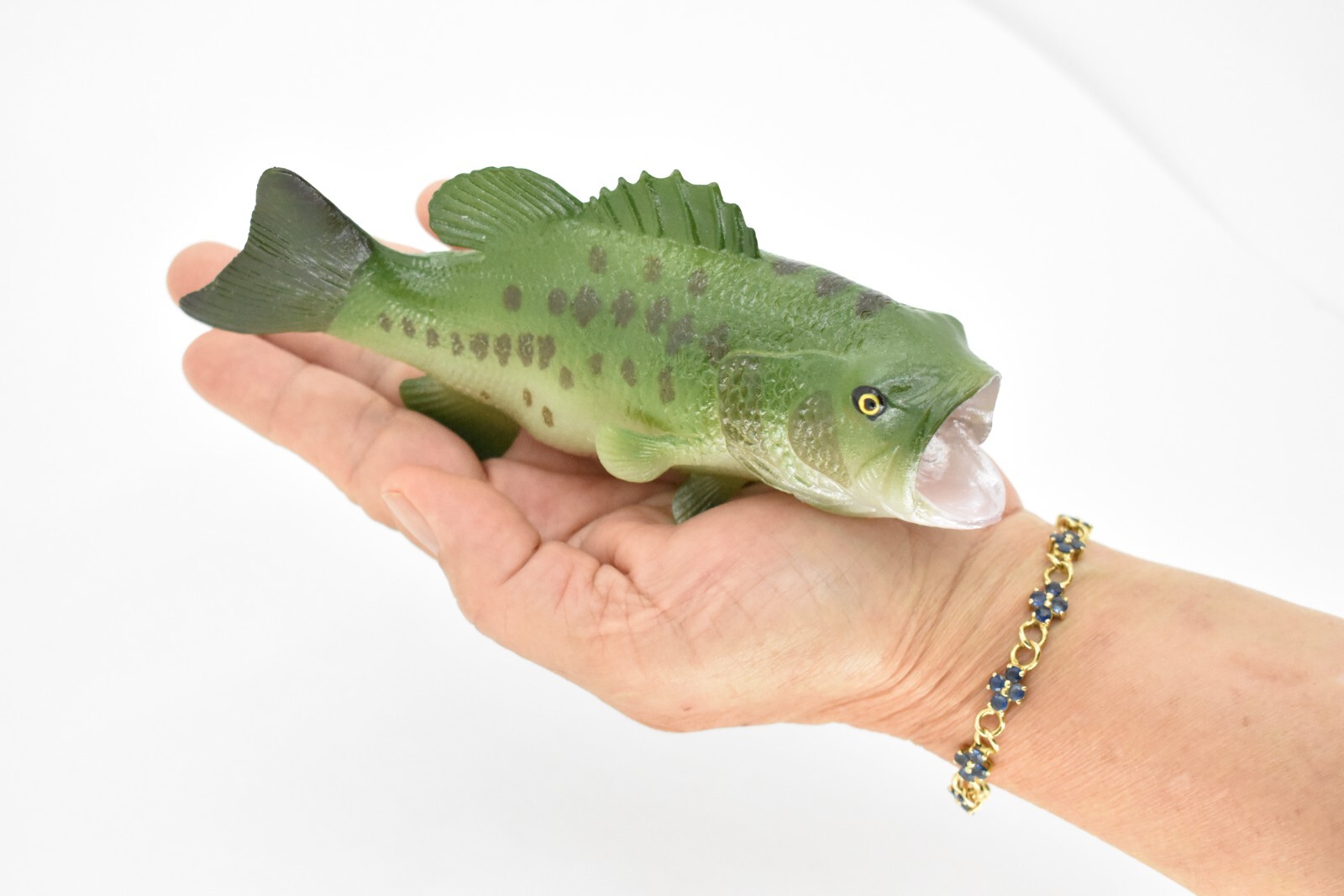 Largemouth Bass, Fish, Realistic Rubber Model, Hand Painted Toy Figurine 6″