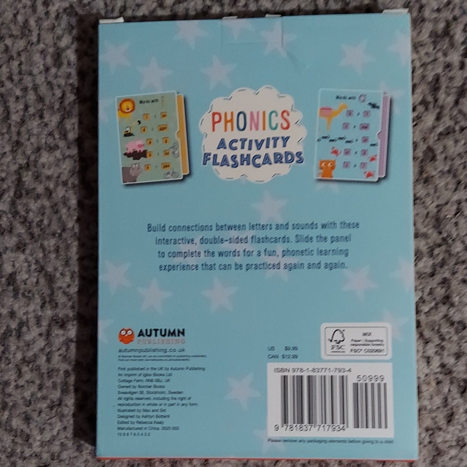 Autumn Publishing Phonics Activity Flashcards Pull Tab, Double-Sided, Ages 5+