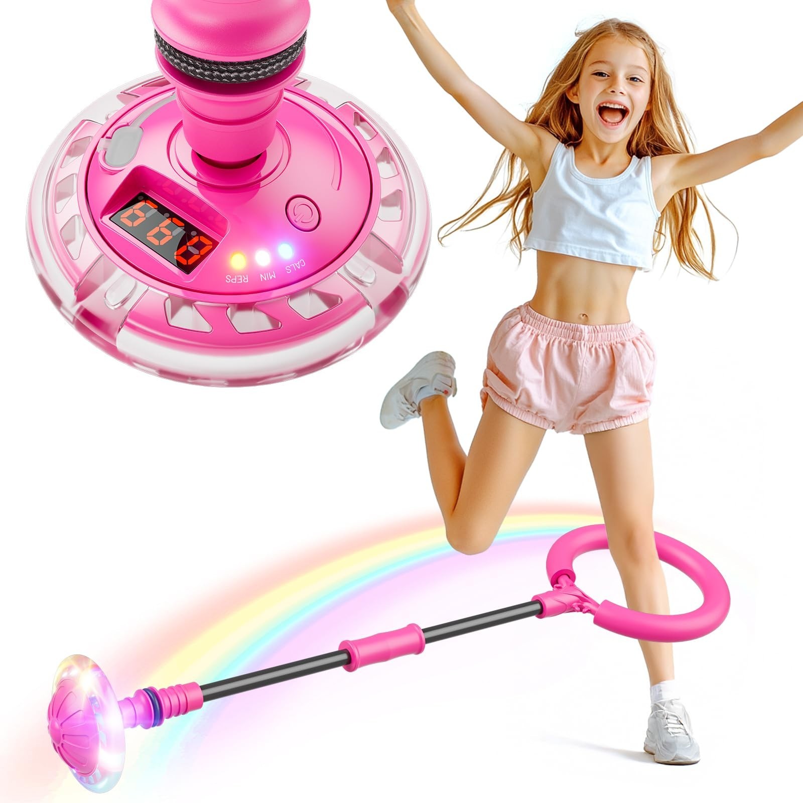 Flooyes Skip Ball for Kids, Ankle Skip Ball Toy with Counter, Timer and Cal C…