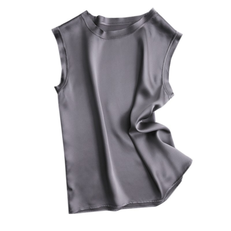 Silk satin camisole vest, women’s mulberry silk outerwear, solid color base