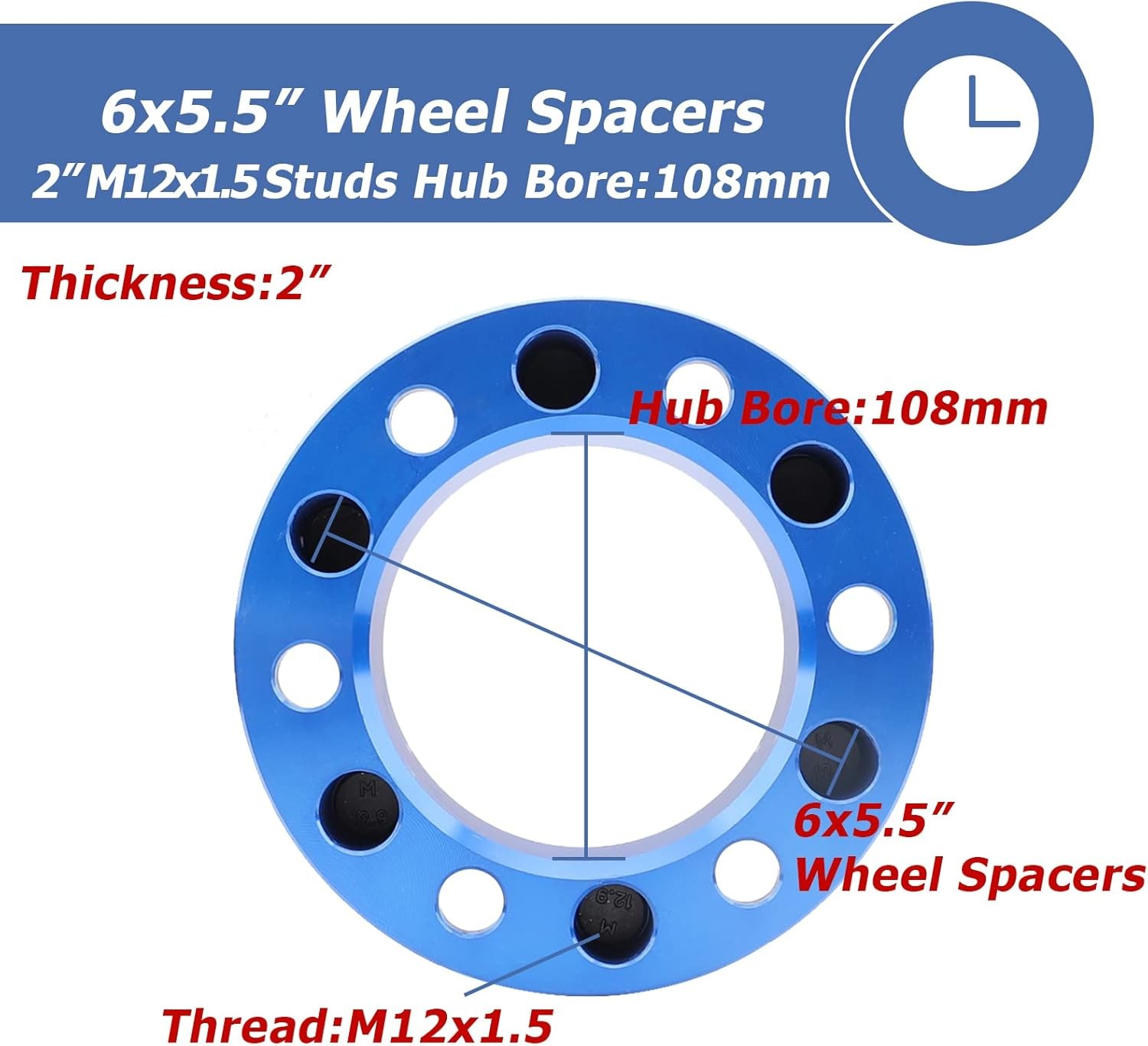 6×5.5 2″ Wheel Spacers Fit for Tacoma 4Runner Tundra FJ Land Cruiser, 6×139.7…