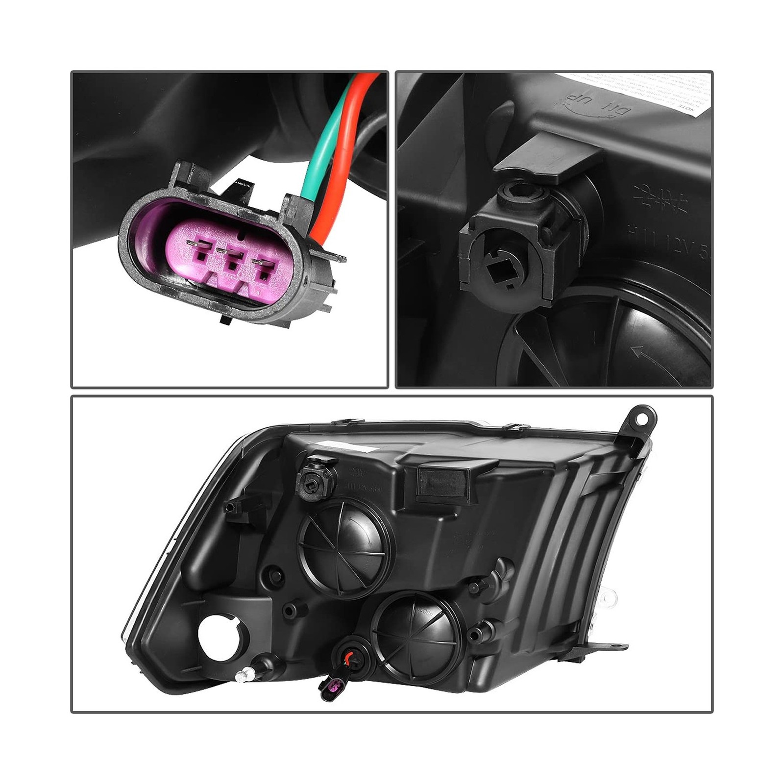 DNA Motoring HL-OH-DR09QUA-BK-CL1 Black Housing Headlights Replacement Compat…