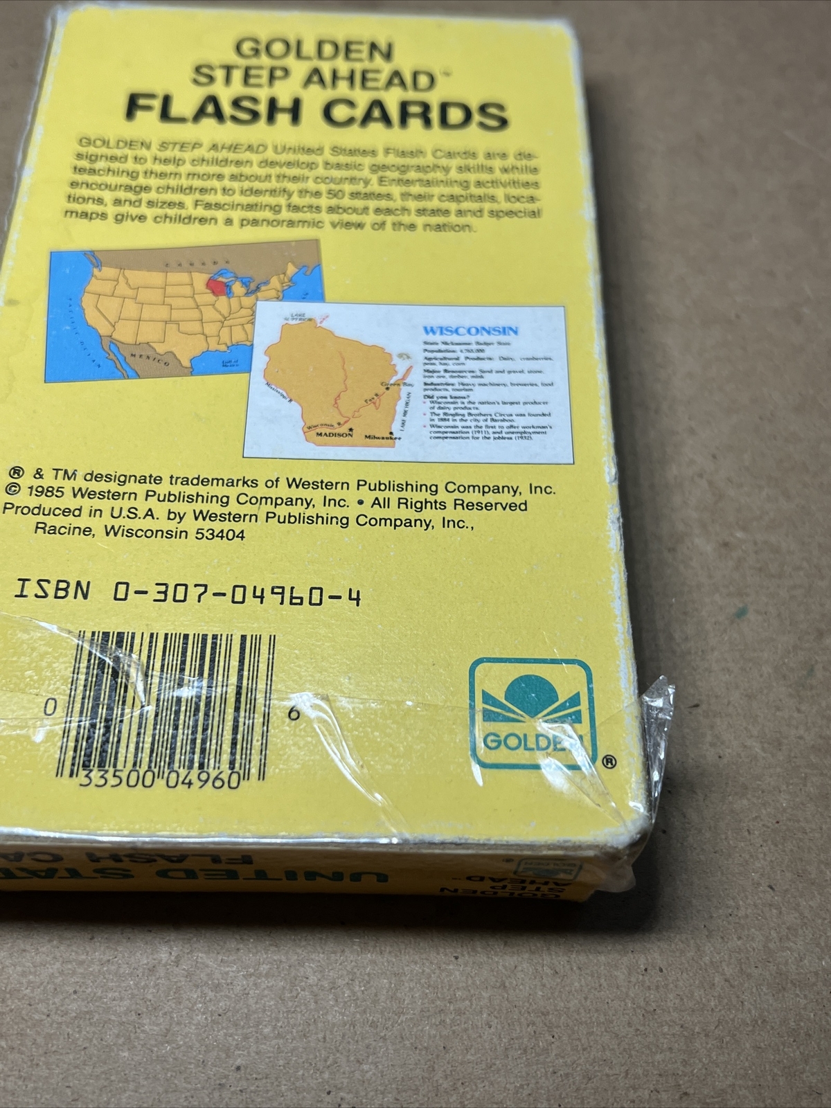 Golden Step Ahead United States Flash Cards 1985 Made In USA Vintage