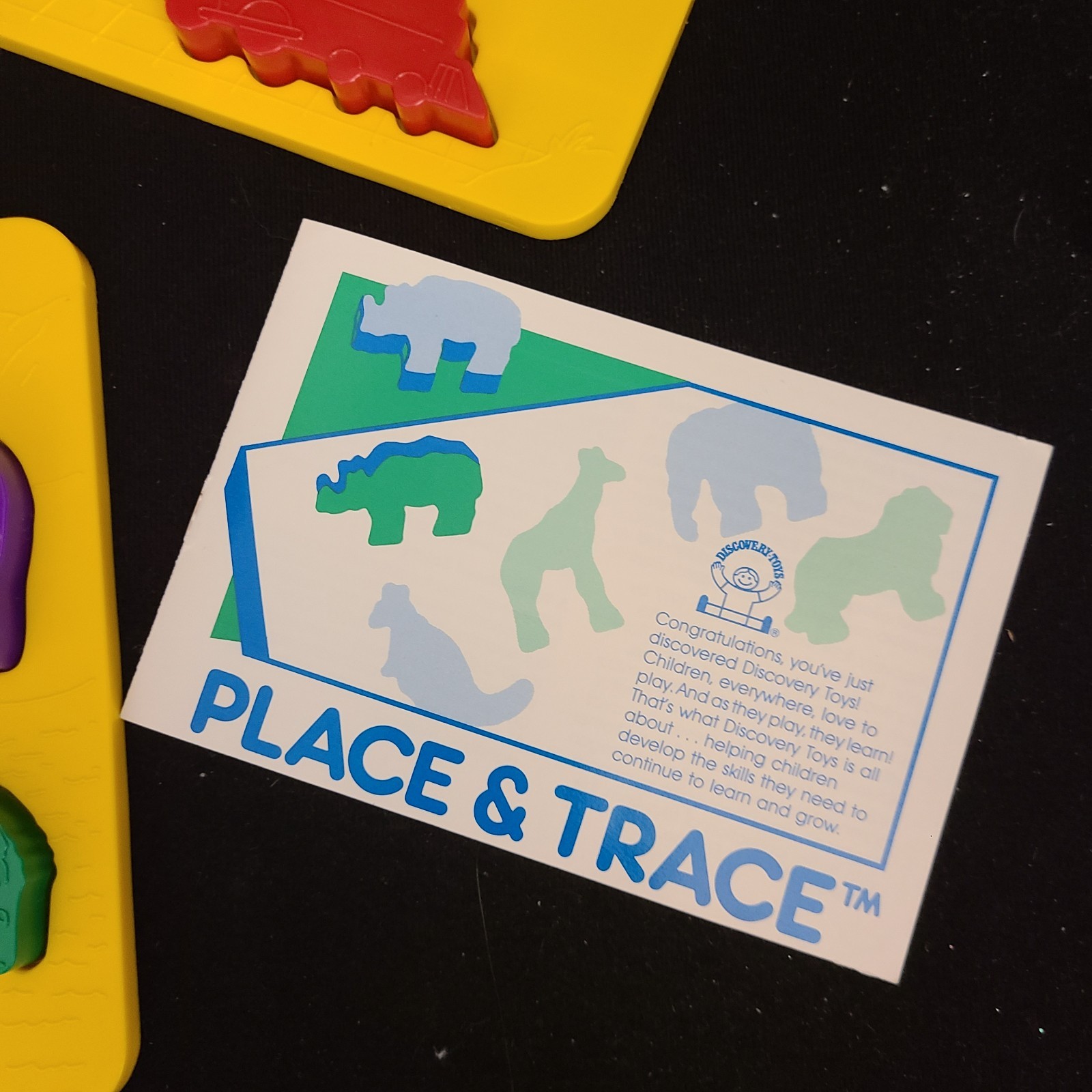Vintage Discovery Toys Place and Trace Puzzle for 24+ Months Animals Vehicles