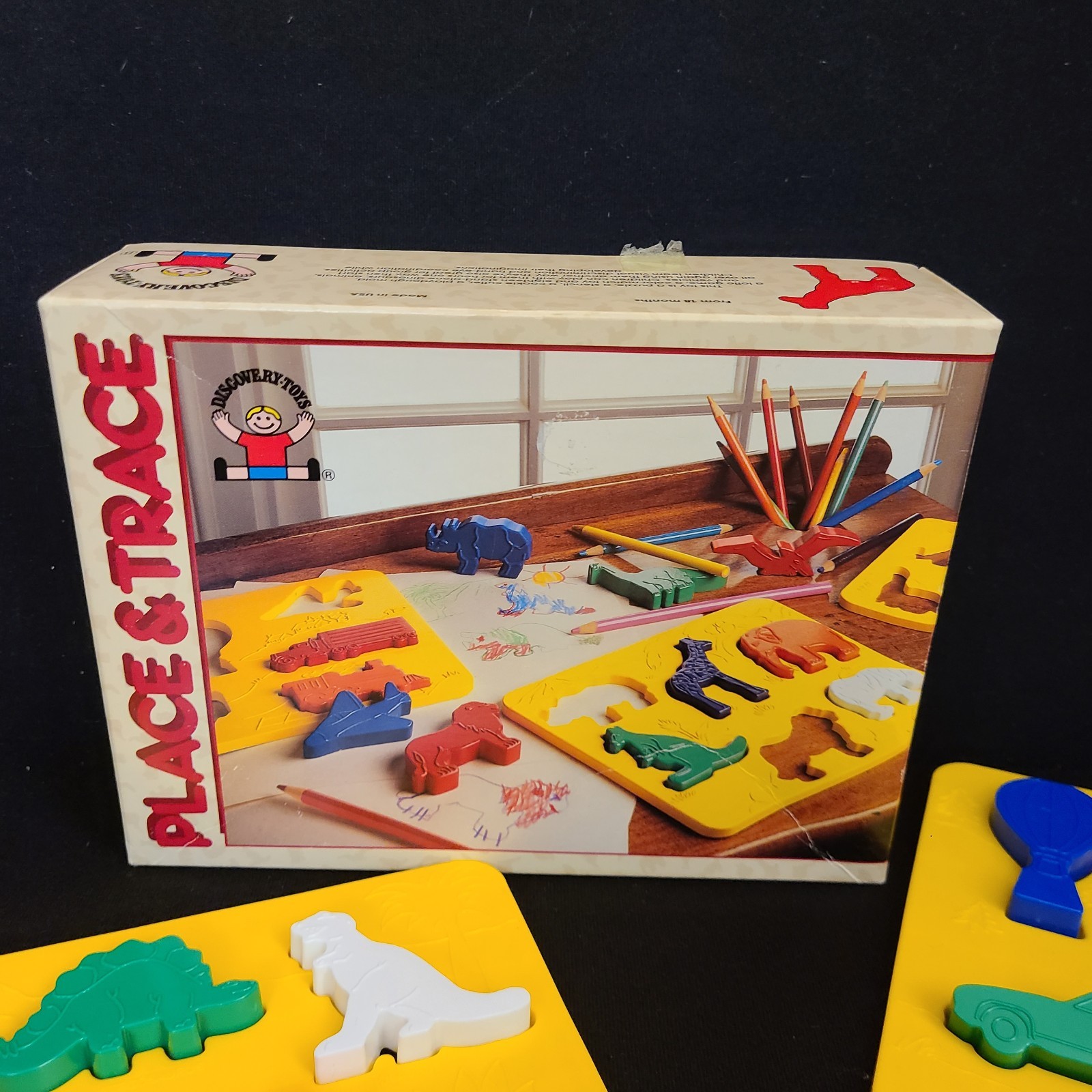 Vintage Discovery Toys Place and Trace Puzzle for 24+ Months Animals Vehicles