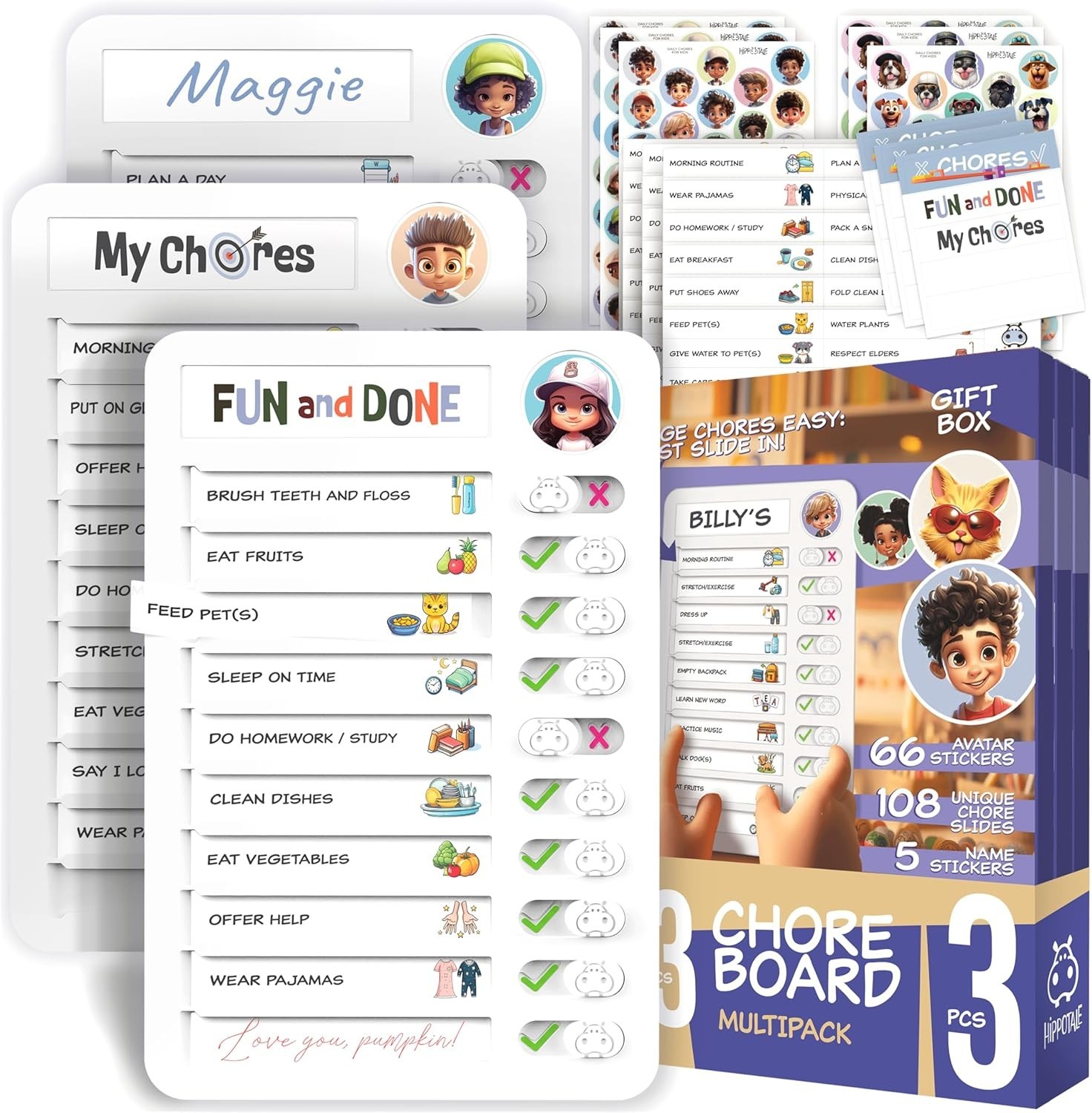 Chore Chart for Kids – Daily Routine Chart for Kids with Checklist & Stickers…