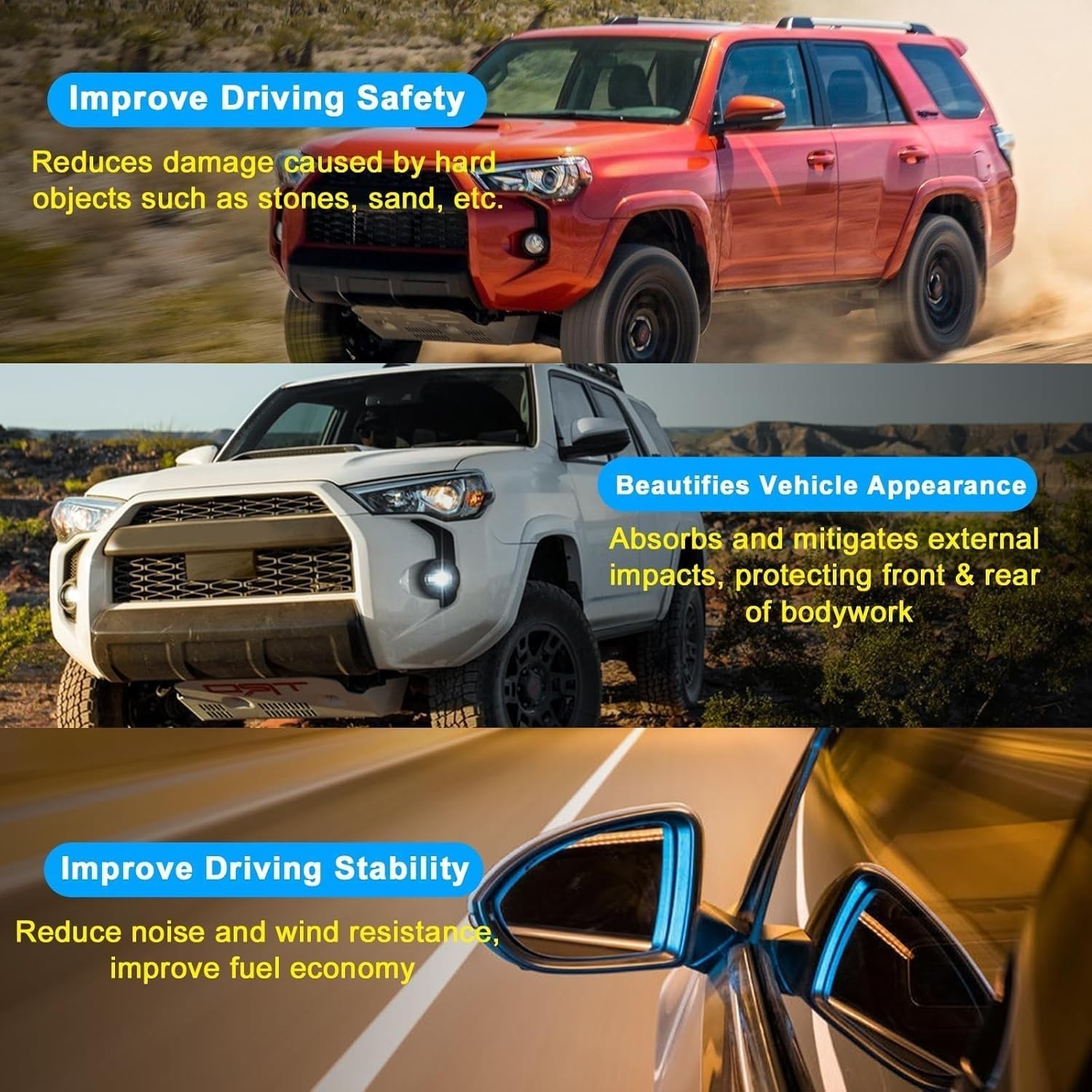 16-24 Toyota 4Runner 2PCS Front & Rear Lower Valance Panel Bumper Molding