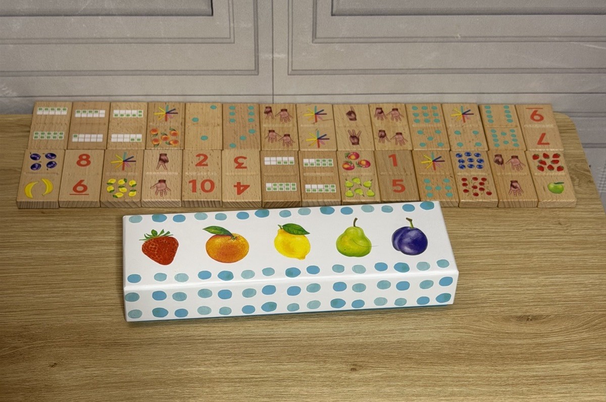 LOVEVERY Wooden Subitizing Dominoes Math Educational Game Block Toy