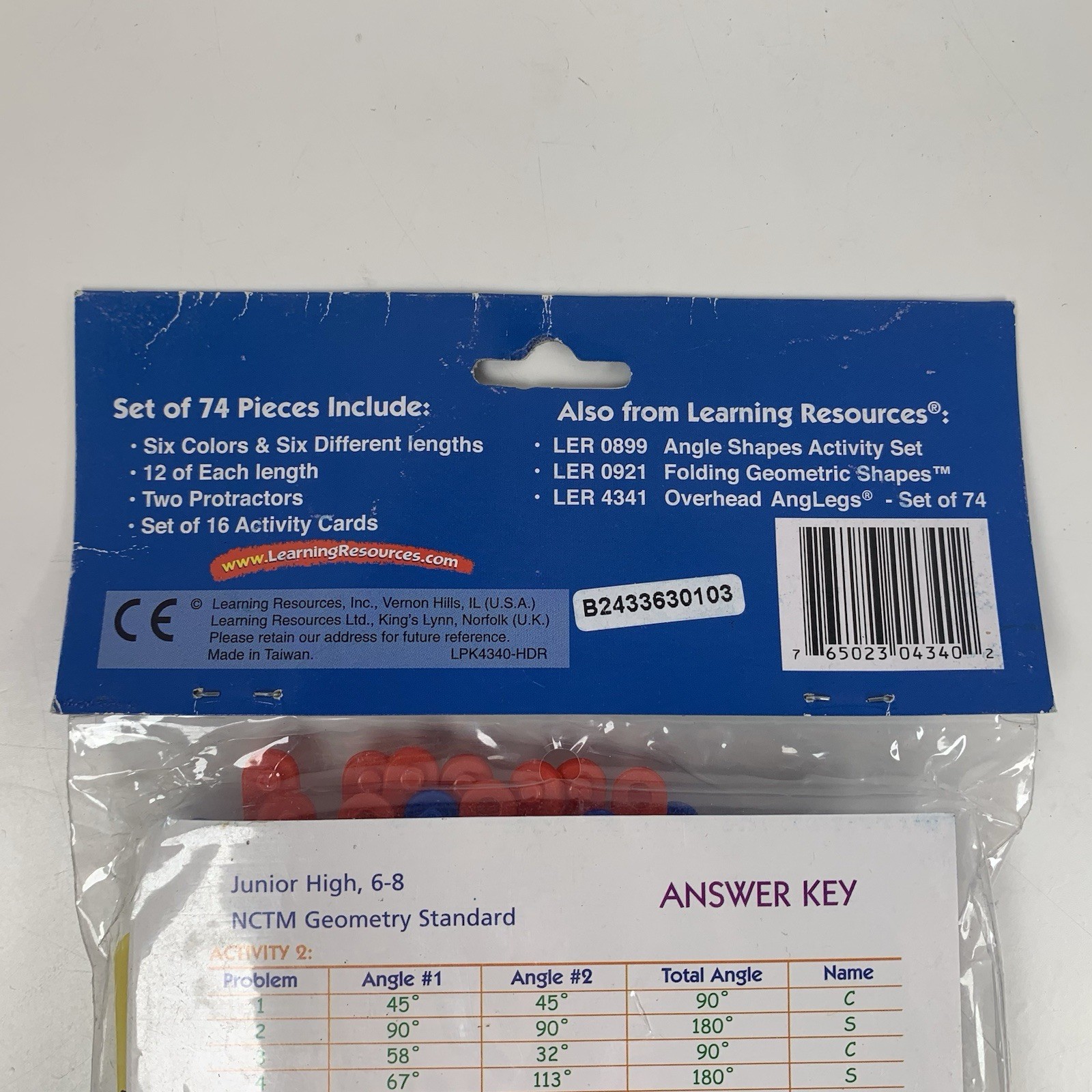 Learning Resources AngLegs Math Kids Set 74 Pieces Geometry Education Fun K-8