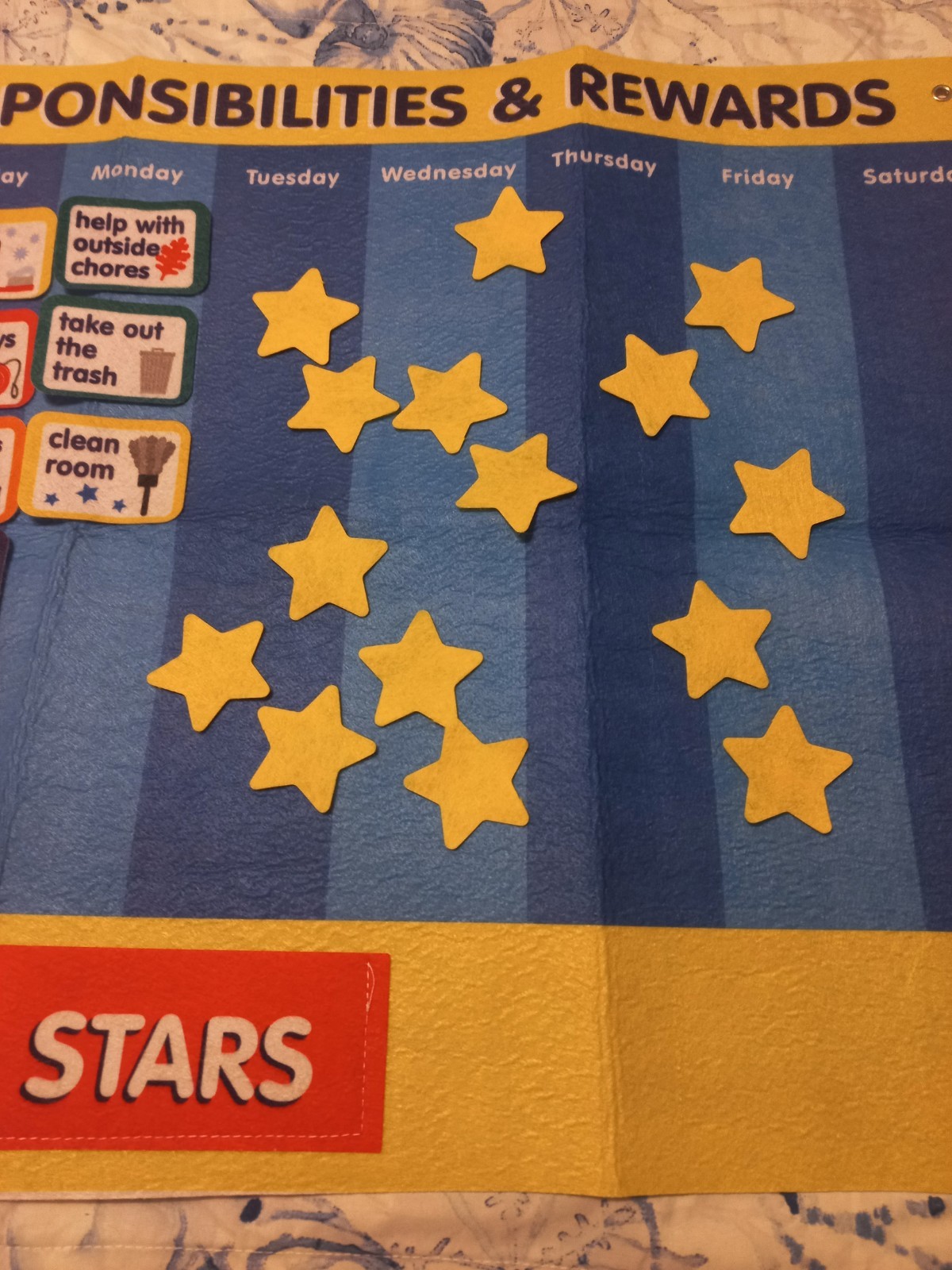 Responsibilities & Rewards Chart Felt Banner 15 Chores & 15 Stars Educational