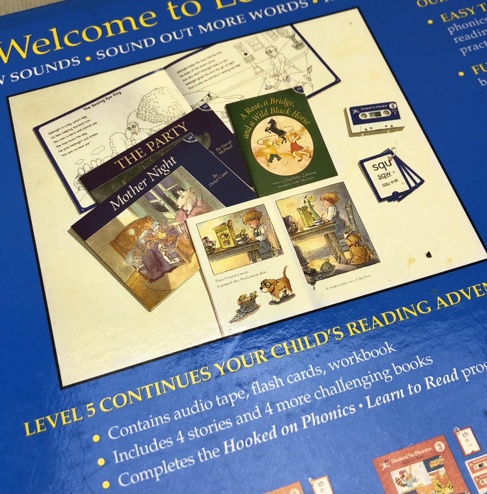 Level 5 Hooked on Phonics Complete Box Set Workbook Cassette Tape More BLUE
