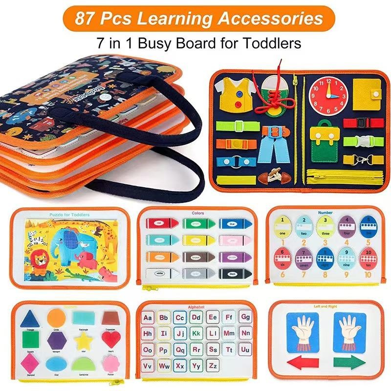 Busy Board Montessori Toy Ages 3-6 Sensory Play Fine Motor Skills Learning