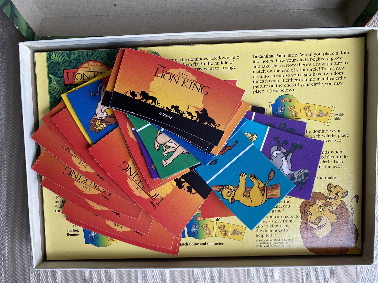 Vintage Disney THE LION KING Circle of Life DOMINOES ’93 Milton Bradley complete