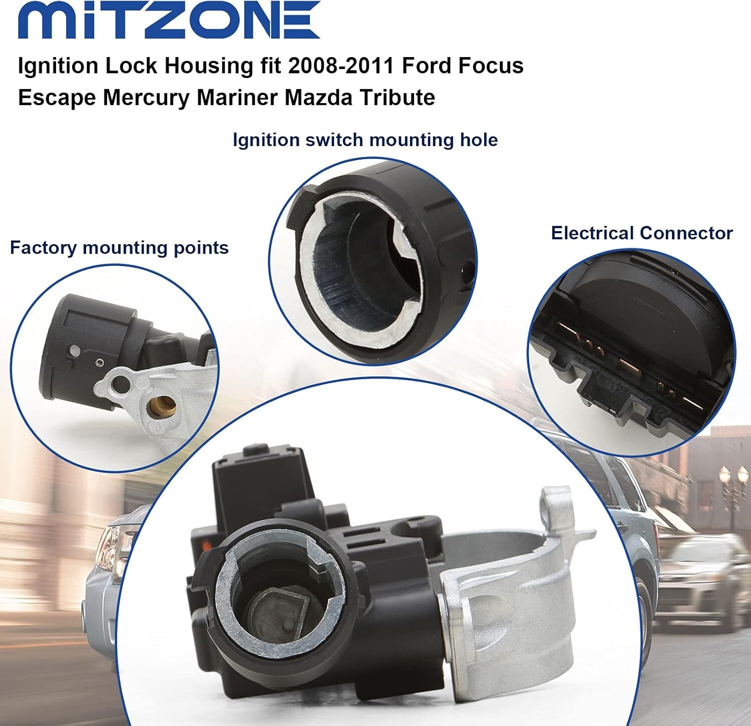 MITZONE Ignition Lock Housing with Bolt Compatible with 2008-2011 Ford Focus