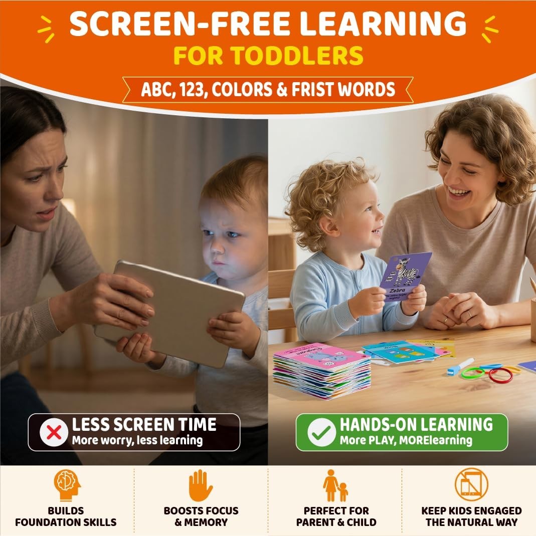 ABC Flash Cards for Toddlers 1-3 – First Words, Alphabet, Animals, Colors, Numbe