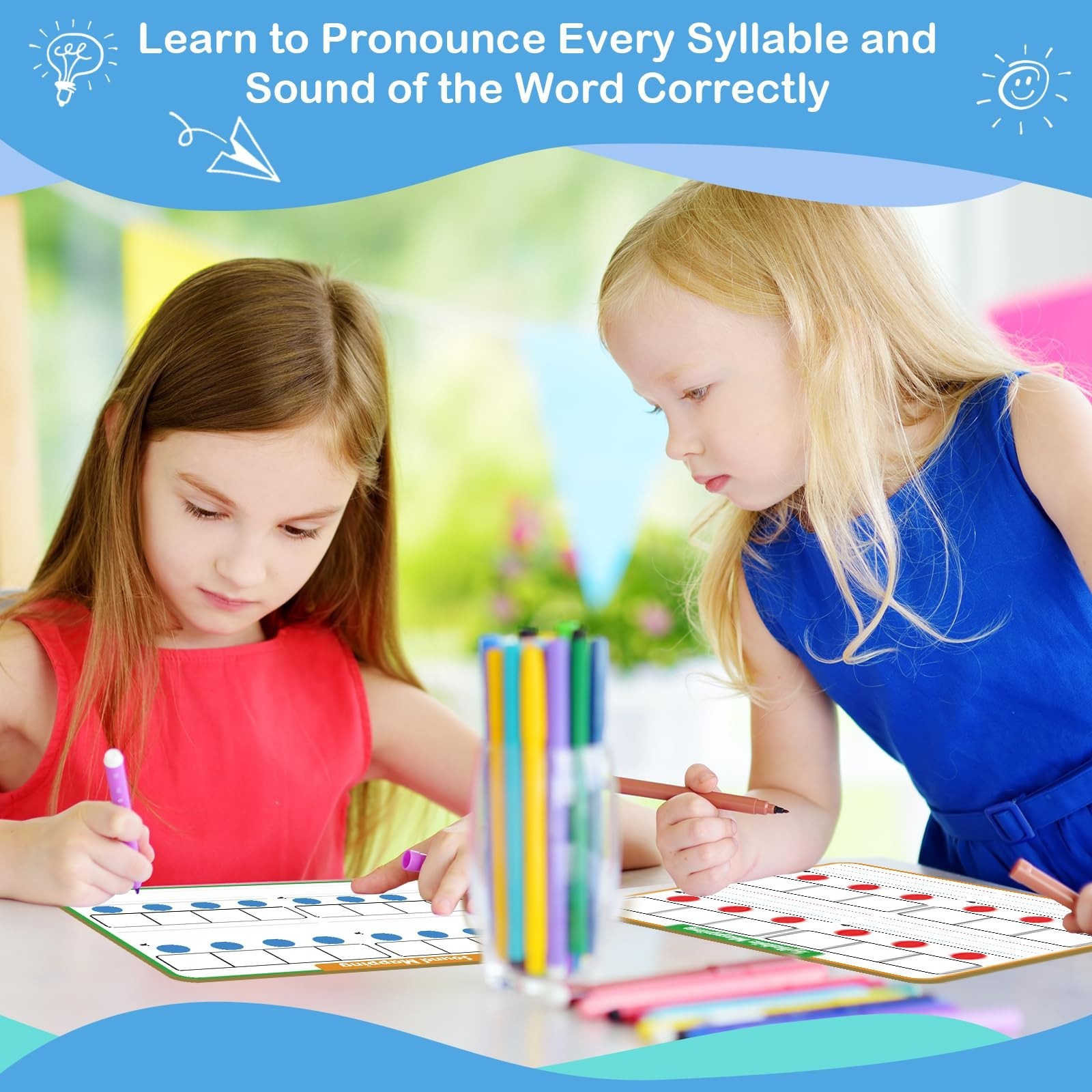 Aizweb Phonemic Awareness Dry Erase Board,9″ x 12″ Syllable Small Whiteboard,…