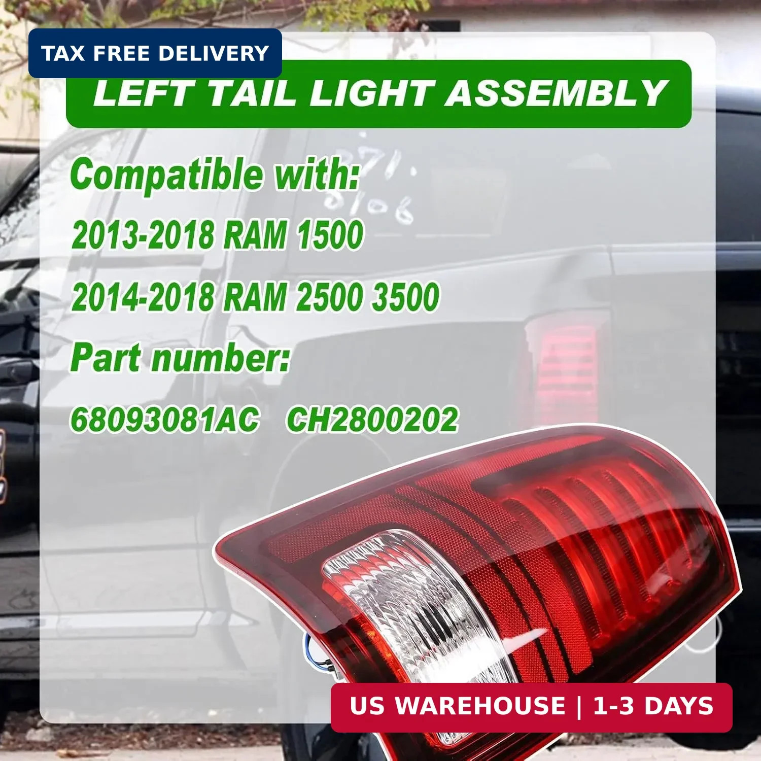 Lochnchn LED Tail Light Compatible with 2013-2018 Ram 1500,2014-2018 Ram 2500/35