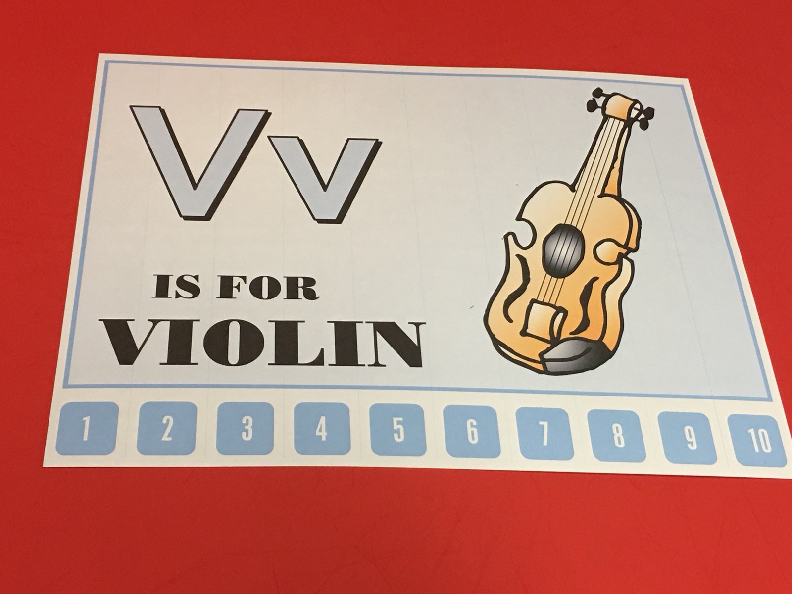Letter V Violin – Number Sequencing Puzzle, numbers 1-10 Laminated