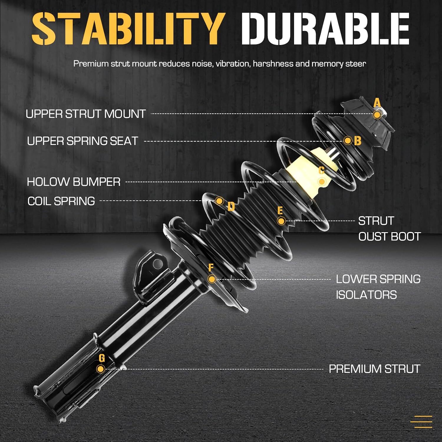 Front Complete Strut Shock Absorber Compatible with Toyota Yaris 2006 2007 2008