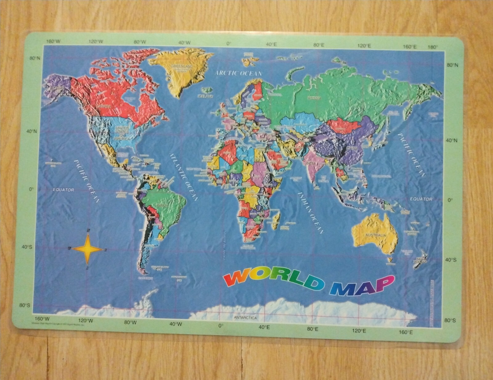 Lot of 2 1997 Educational Geography World Map United States Place Mats