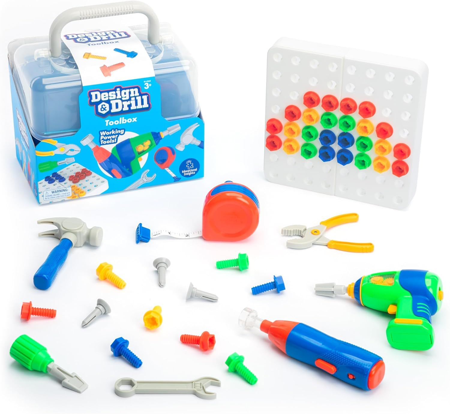 Educational Insights Design & Drill Toolbox – Construction Toys & Toddler Tools,