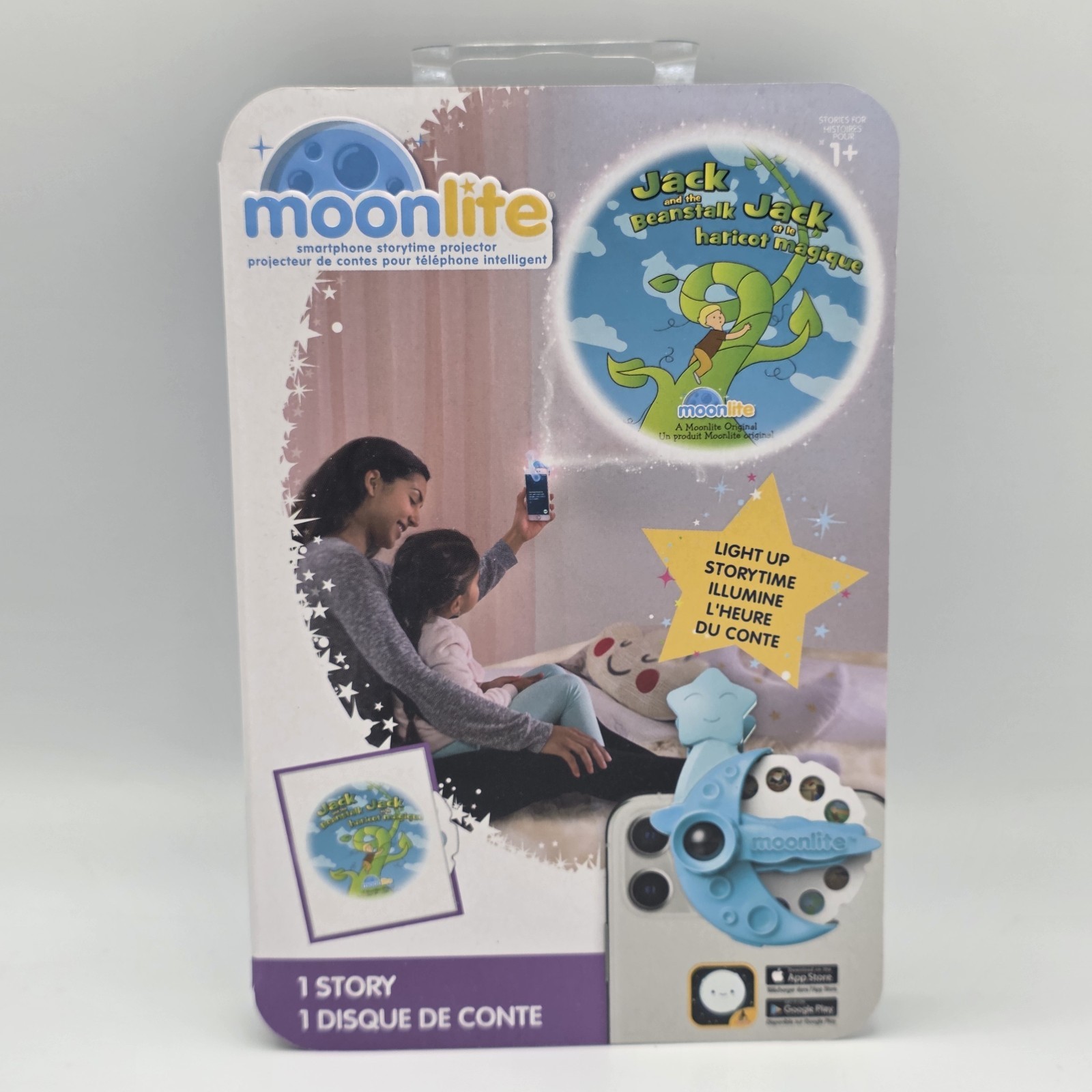 Moonlite Story Projector + 3 Discs Rapunzel Hanzel & Gretel Jack & The Beanstalk