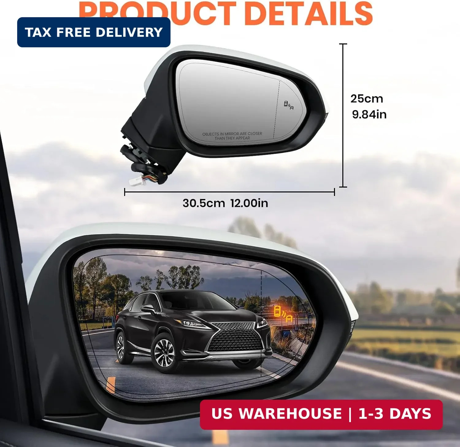 Right Passenger Side Mirror For 2016-2022 Lexus RX350 350L RX450H RX450HL Mirror