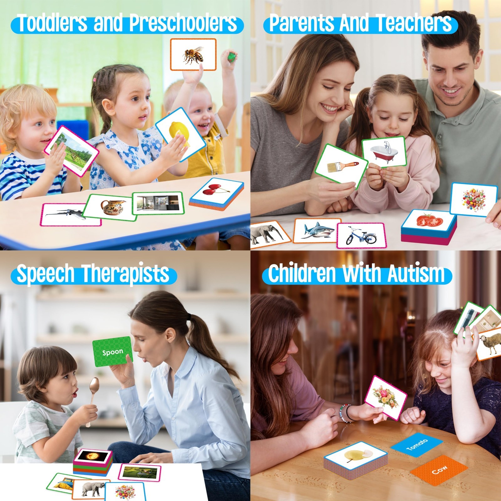 140 Picture-Word Flashcards for Speech Development, ESL & Autism Vocabulary Aid