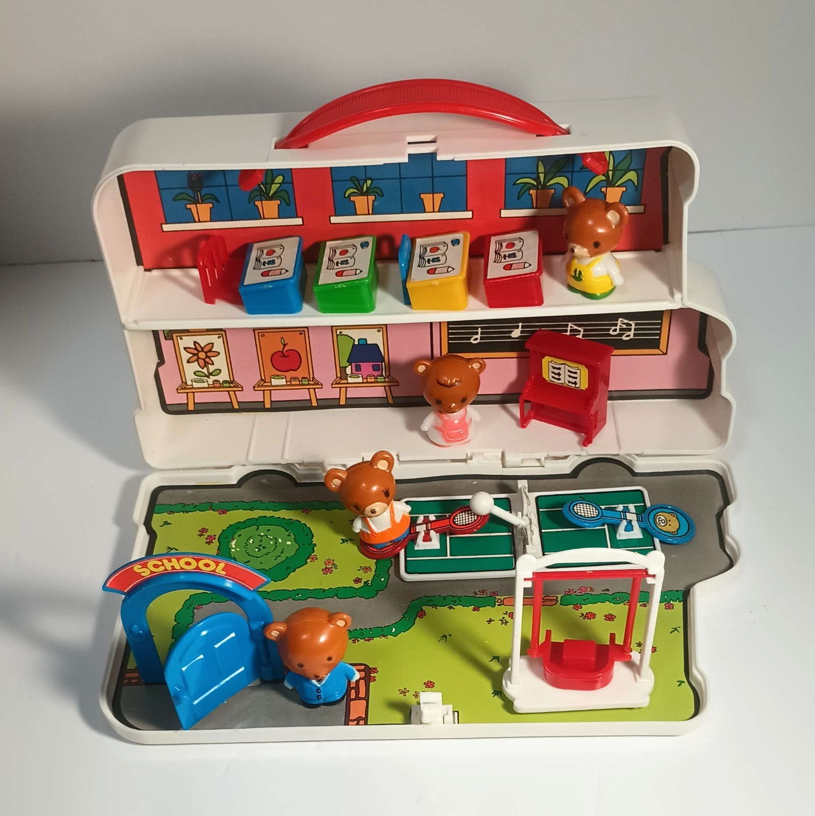 Jumbosa Bear School Bus Play Set Box Carrying Case Incomplete Excellent