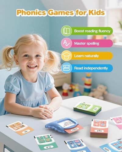 Phonics Talking Flash Cards for Toddlers 3-8, Airbition Learn to Read in 20 Stag