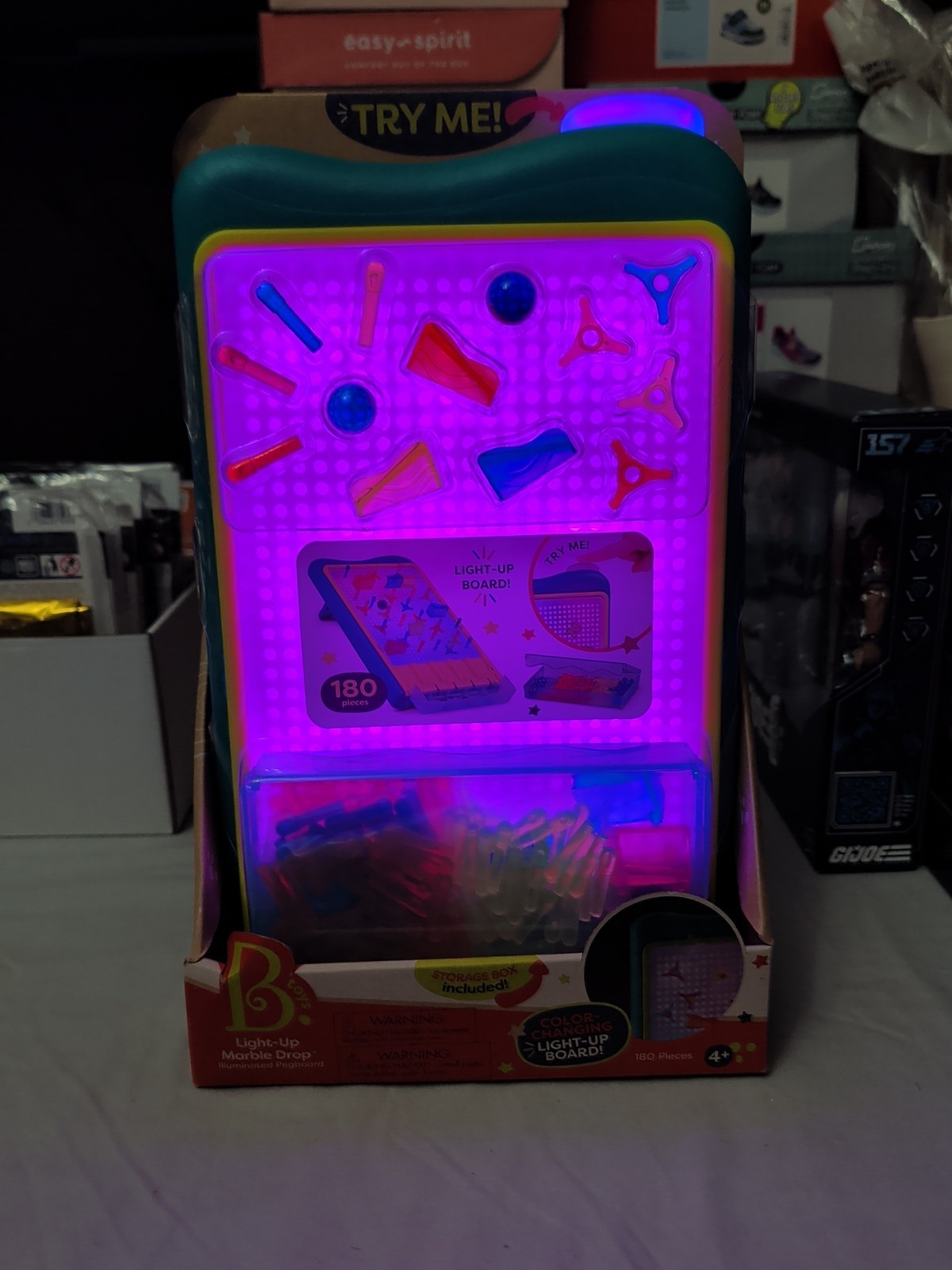 B. Toys 180-Piece Color-Changing Light-Up Board With Peg & Marble Run Set