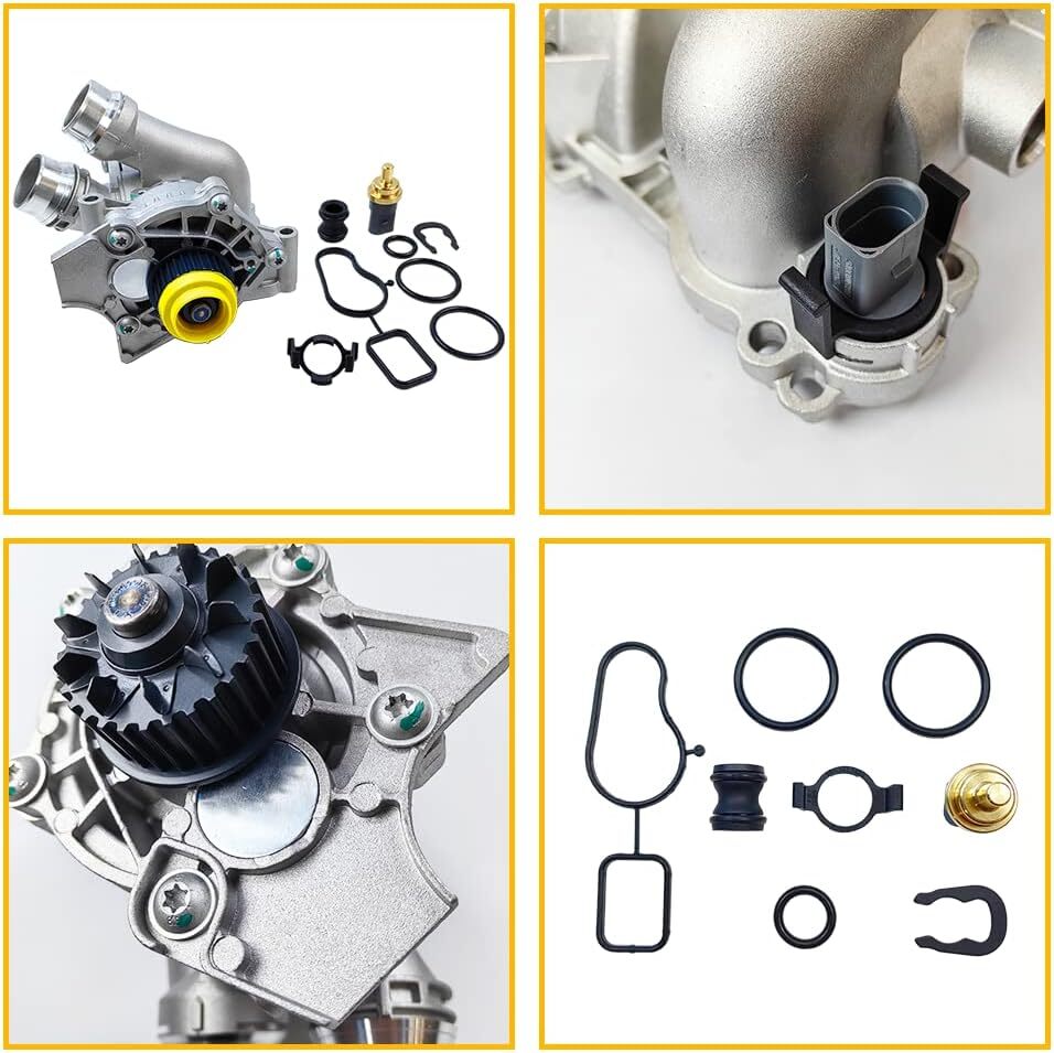 Engine Water Pump Thermostat Housing Assembly Aluminum Compatible with VW Passat