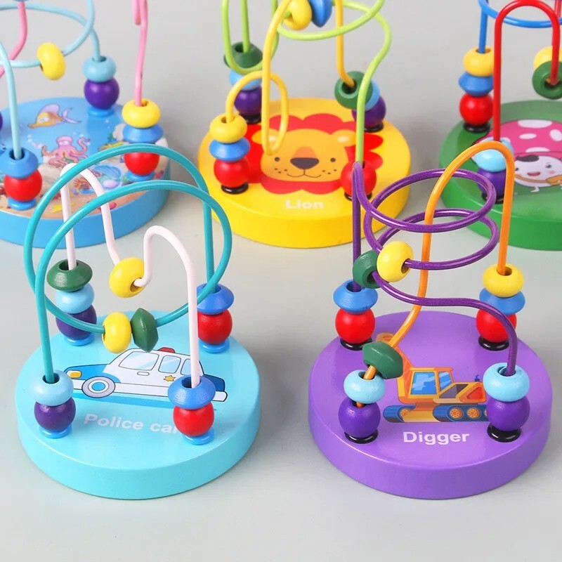 Montessori Wooden Baby Toys Maze Roller Coaster Counting Early Educational Toys