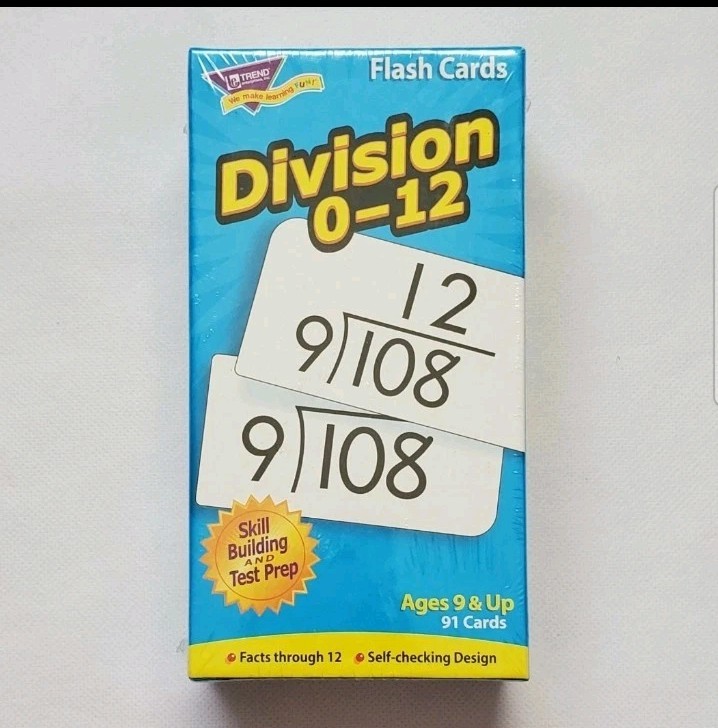 Flash Cards Division 91 Cards for Skill Building & Test Prep, Sealed Box!