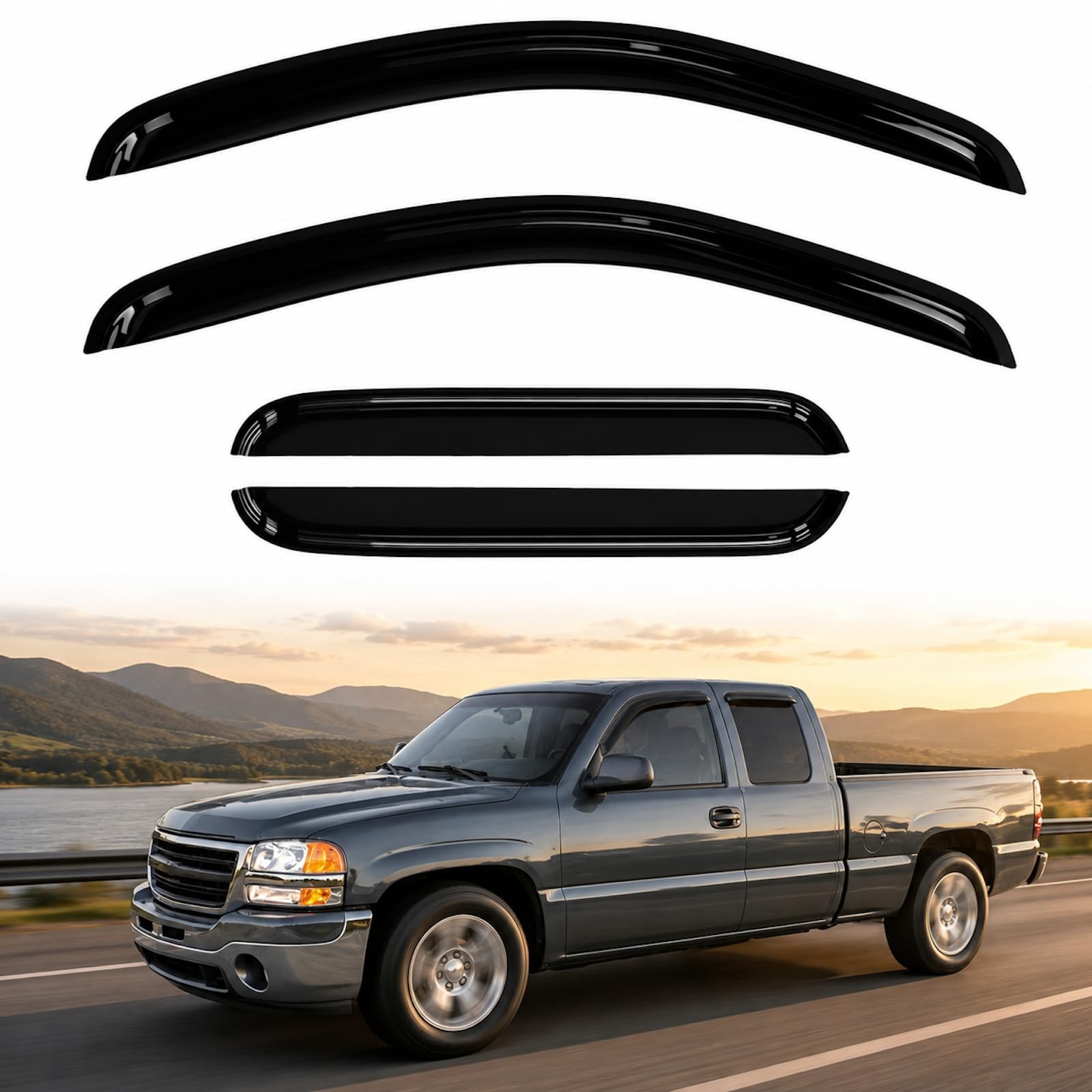 4PC Rain Guards for 2007-2013 Chevy Silverado GMC Sierra 1500 Window Visors f…