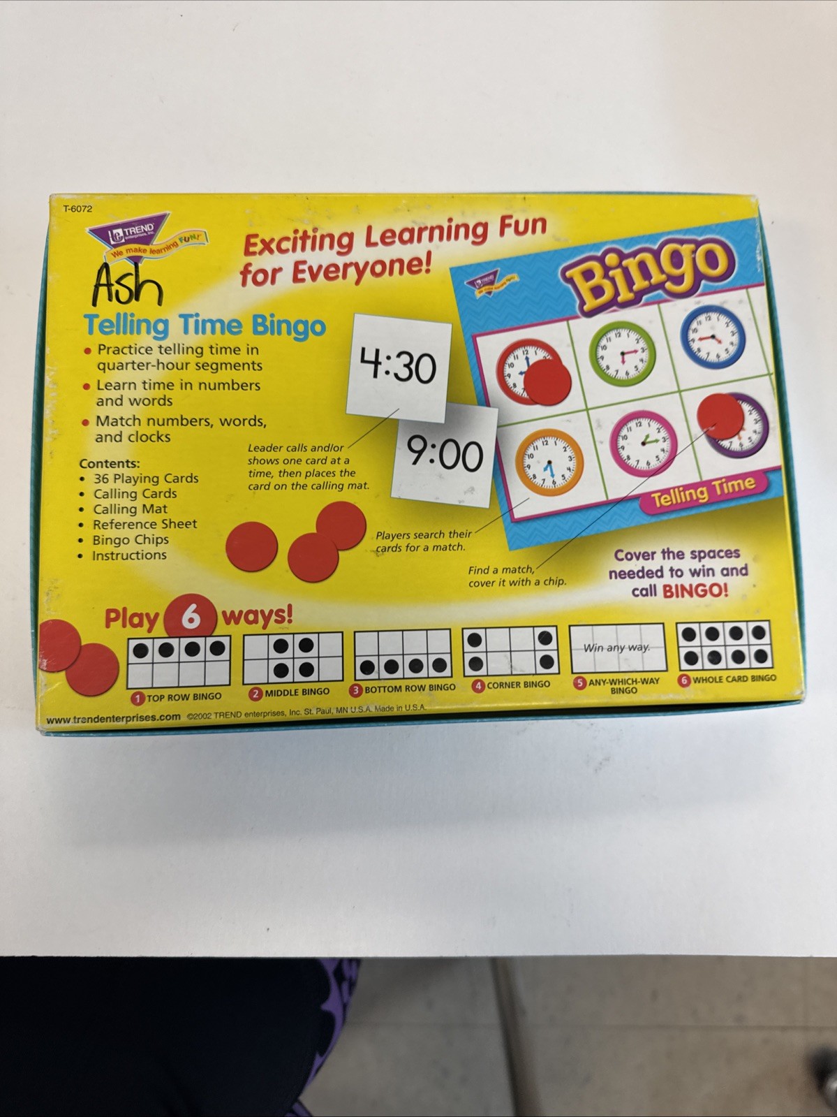 Trend Enterprises Telling Time Bingo