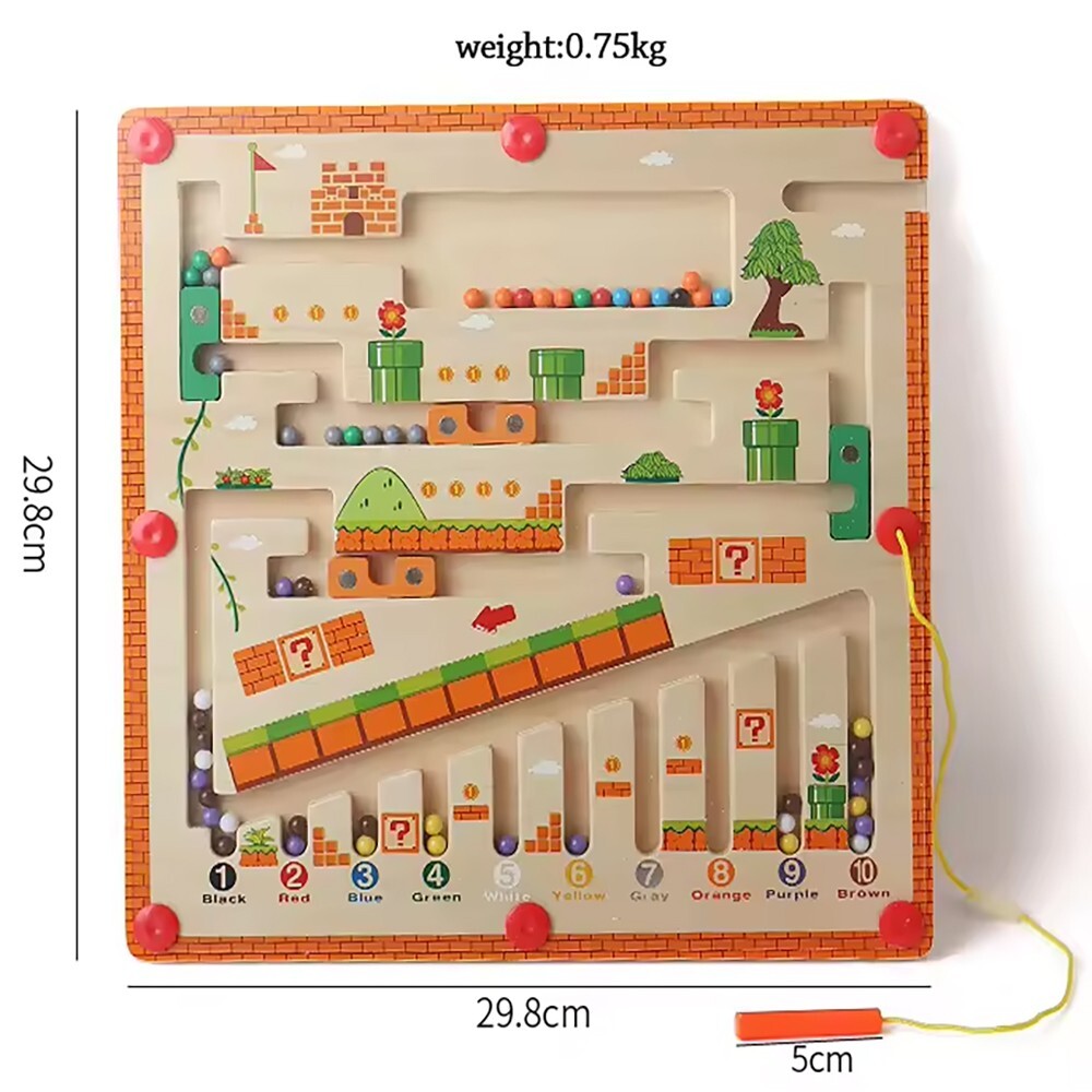 2 Pack Magnetic Color and Number Maze, Montessori Wooden Toddler Magnet Puzzle