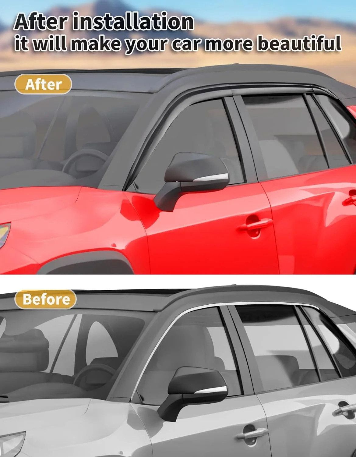 Tape-On 6pcs Rain Guards Window Visors Fit for Toyota RAV4 2019 2020 2021 2022 2