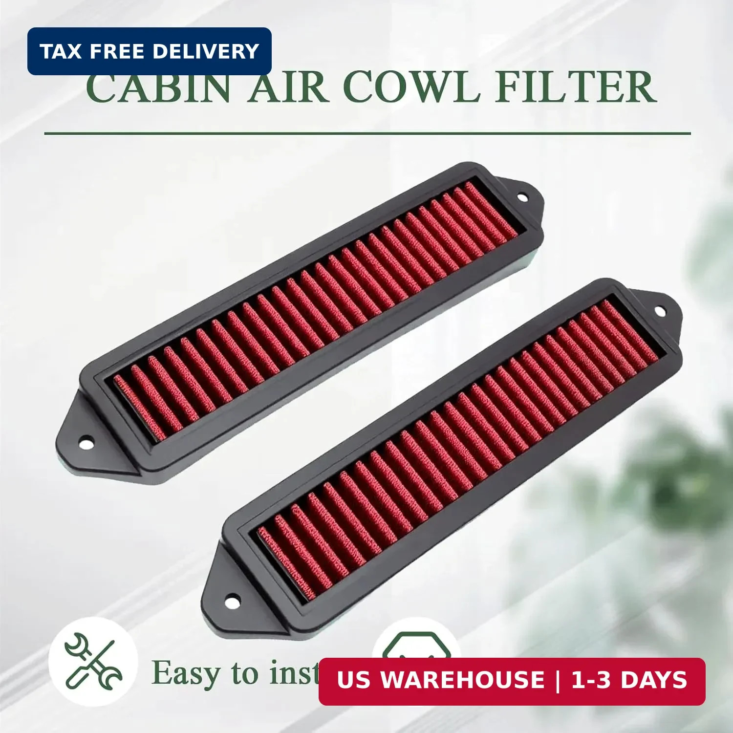 2Pcs Red Cabin Air Cowl Filter Compatible With BMW E chassis E90 E91 E92 E93 E82