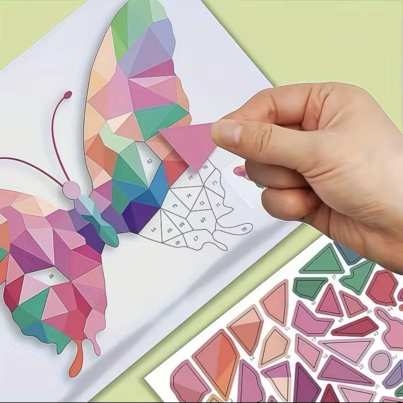 3D Solid Geometry Animal Sticker Mosaic Collage Arts & Crafts Kit, Multicolor