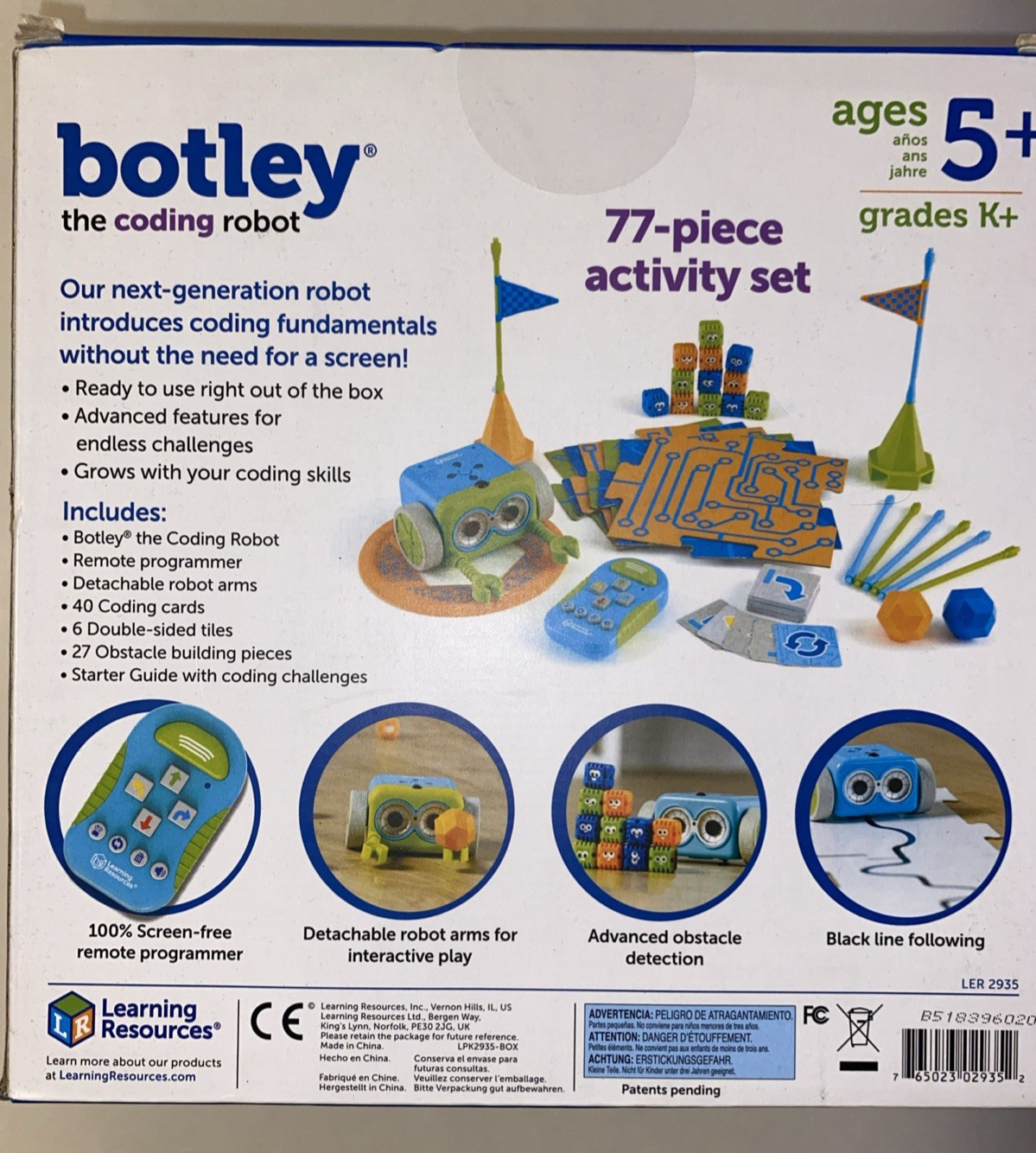 NEW Learning Resources LER2935 Botley The Coding Robot Activity Set 77 Pieces