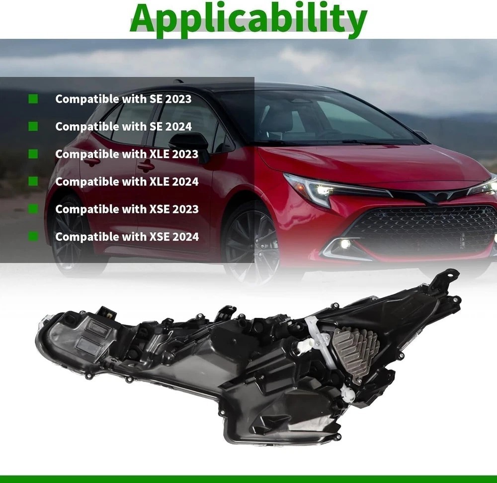 Right Passenger Side Headlight Assembly Compatible with 2023-2024 Corolla right